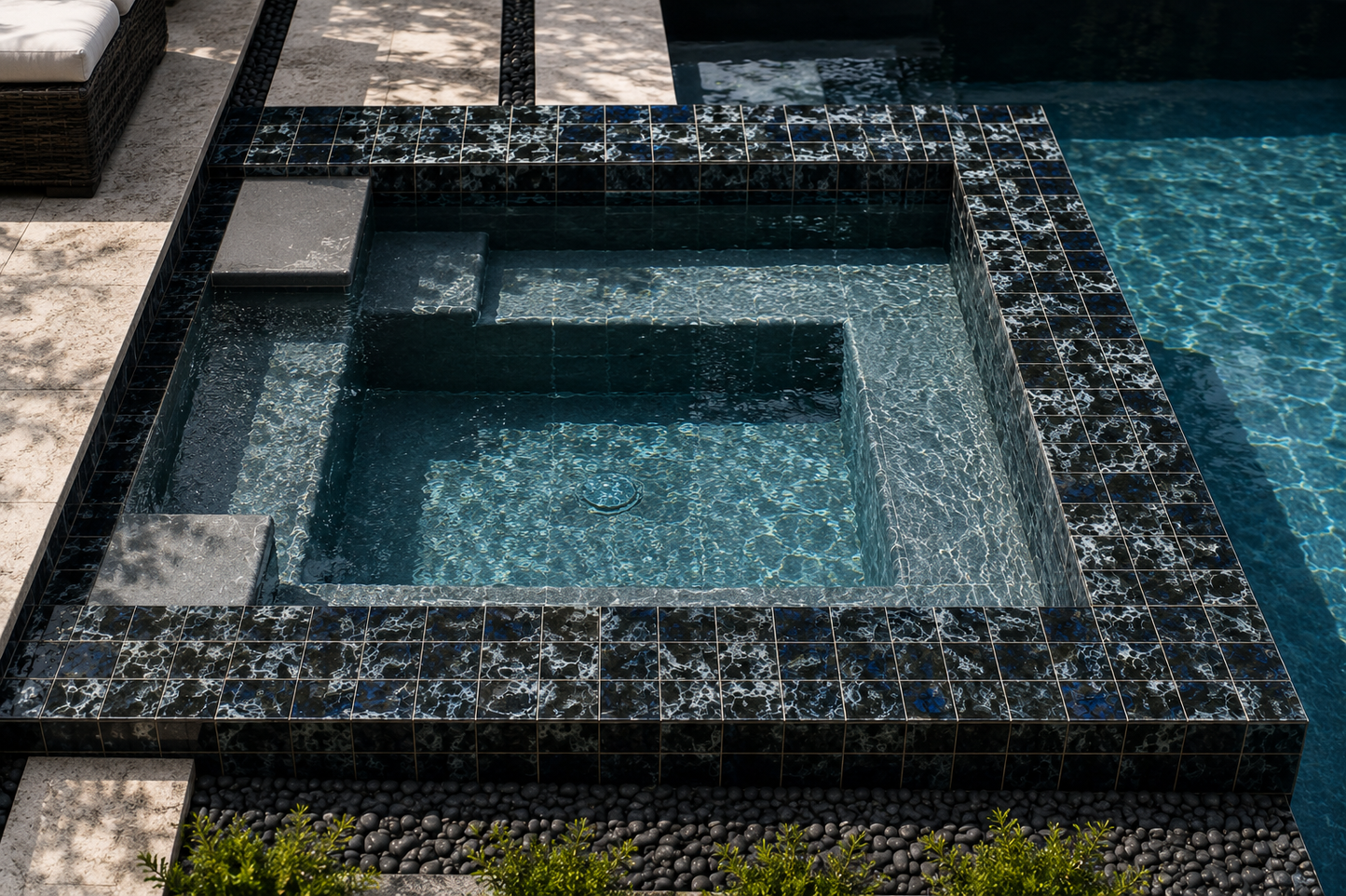 Fujiwa Lunar Series: 6" x 6" Midnight Glazed Porcelain Pool Field Tile