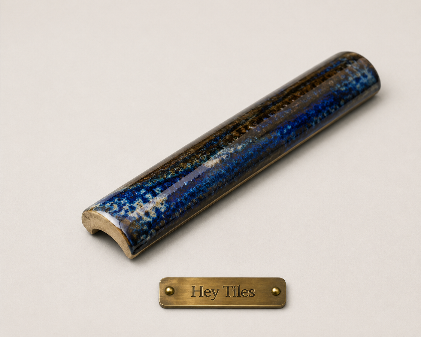 Fujiwa Lunar Series: 1" x 6" Peacock Glazed Porcelain Bead Molding Trim Tile
