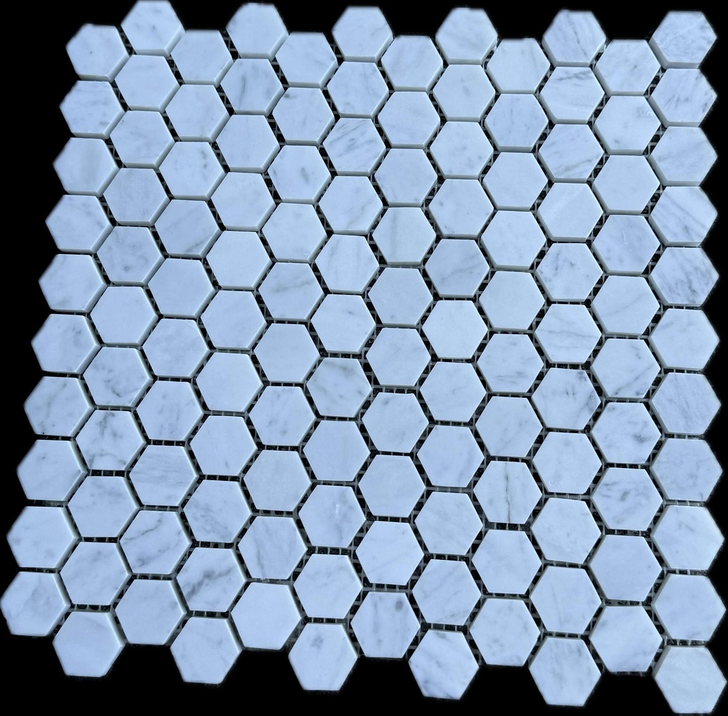 Carrara White Marble 1" Hexagon Mosaic