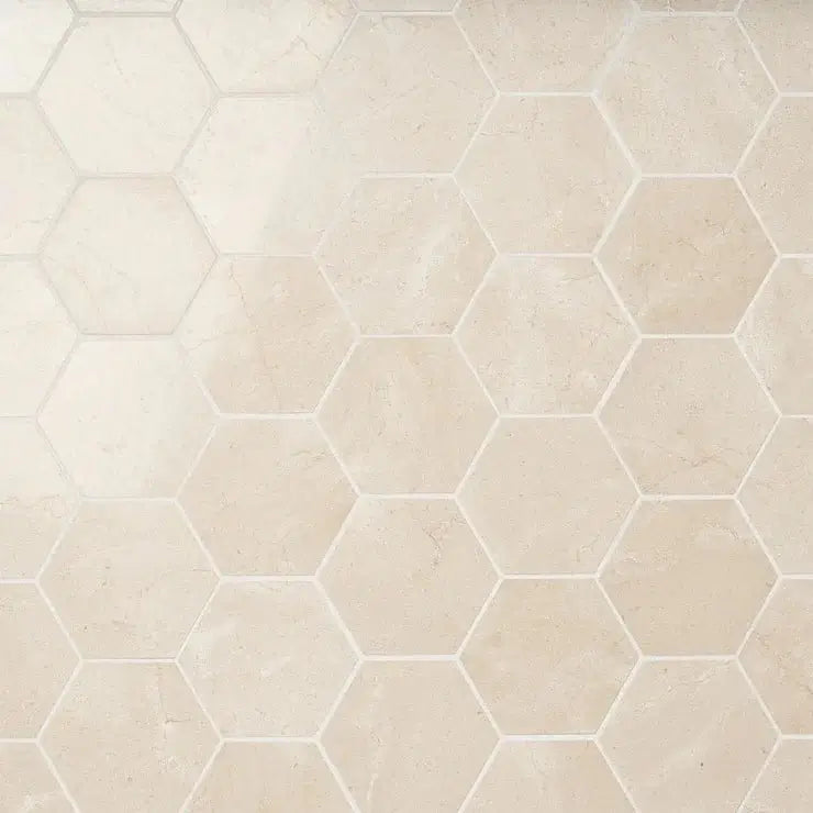 2” Crema Marfil Hexagon Spanish Marble - Hey Tiles