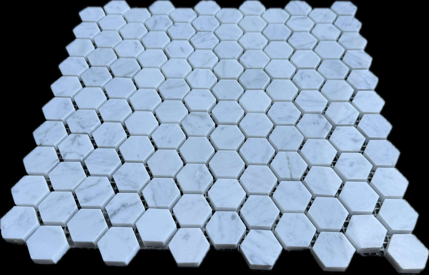 Carrara White Marble 1" Hexagon Mosaic