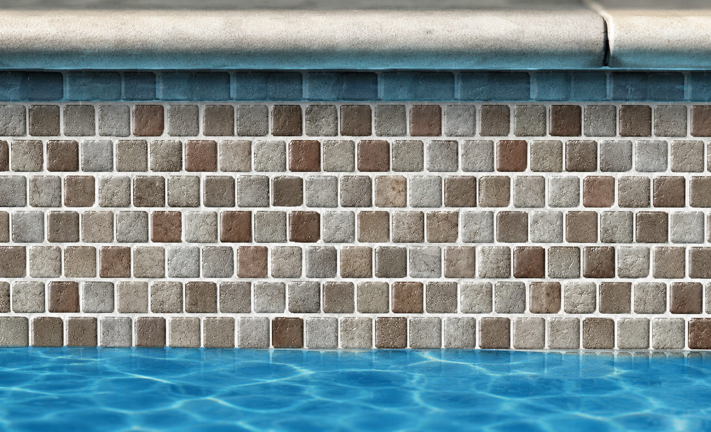 Fujiwa Pavo Series: 1" x 1" Coconut Porcelain Mosaic Pool Tile