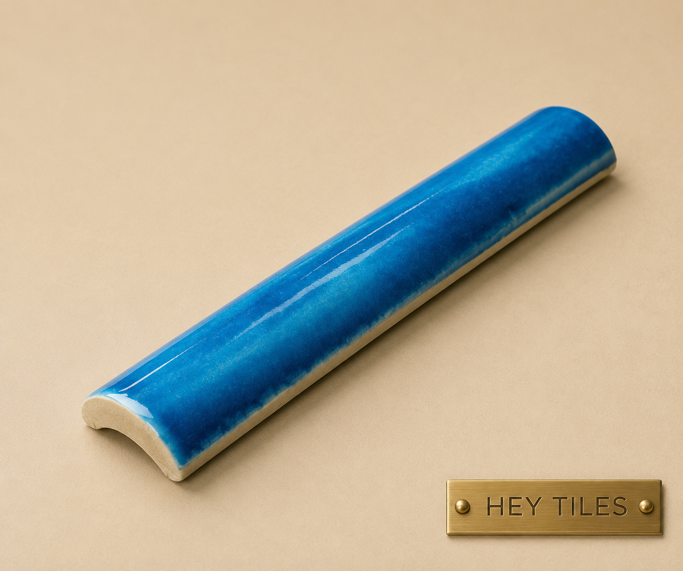 Kawa Series: 1" x 6" Summer Blue Semi-Gloss Porcelain Bead Molding Trim Tile