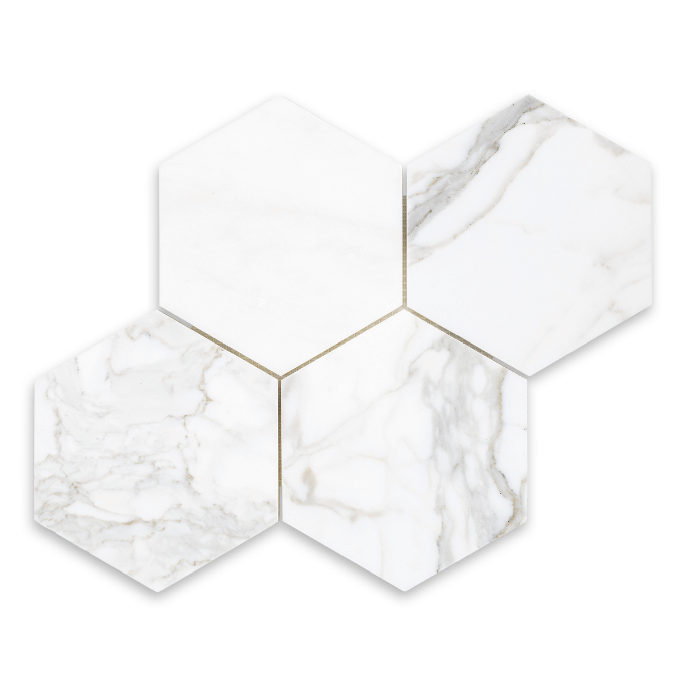 6” Calacatta Gold Hexagon Mosaic Tile 3/8 - Hey Tiles