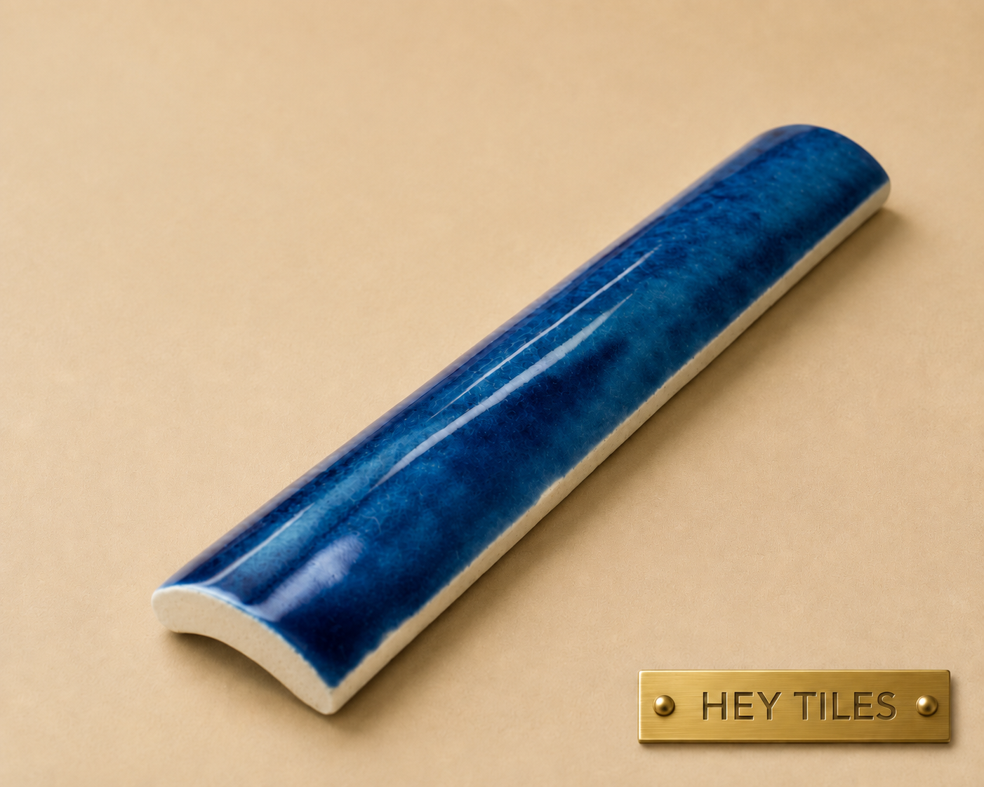 Kawa Series: 1" x 6" Aqua Blue Semi-Gloss Porcelain Bead Molding Trim Tile