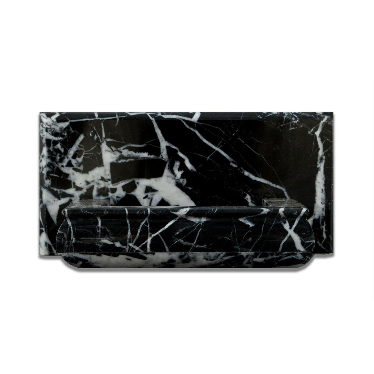 Black Marquina marble soap holder front view