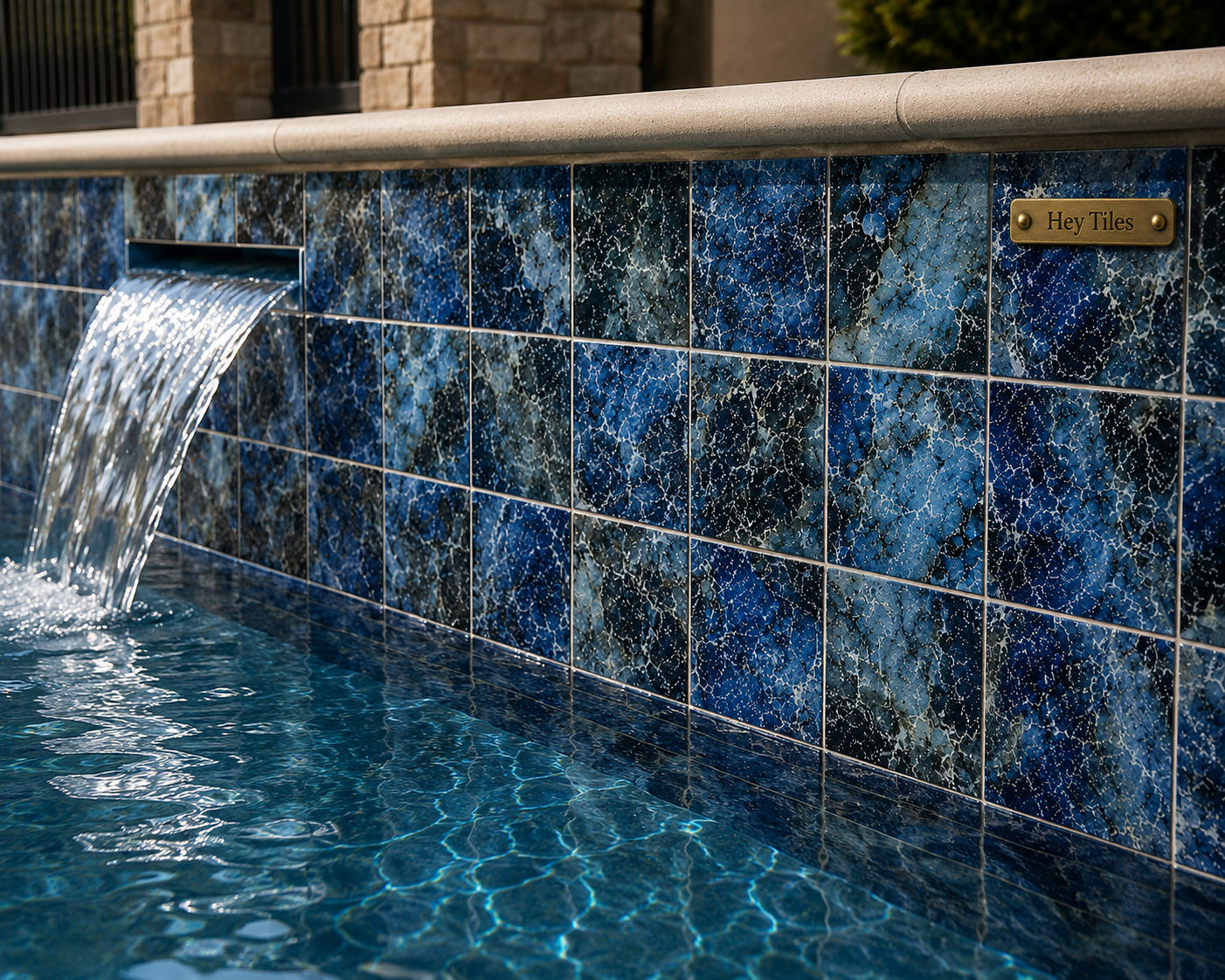 Fujiwa Lyra Series: 6" x 6" Bermuda Blue Glazed Porcelain Pool Field Tile