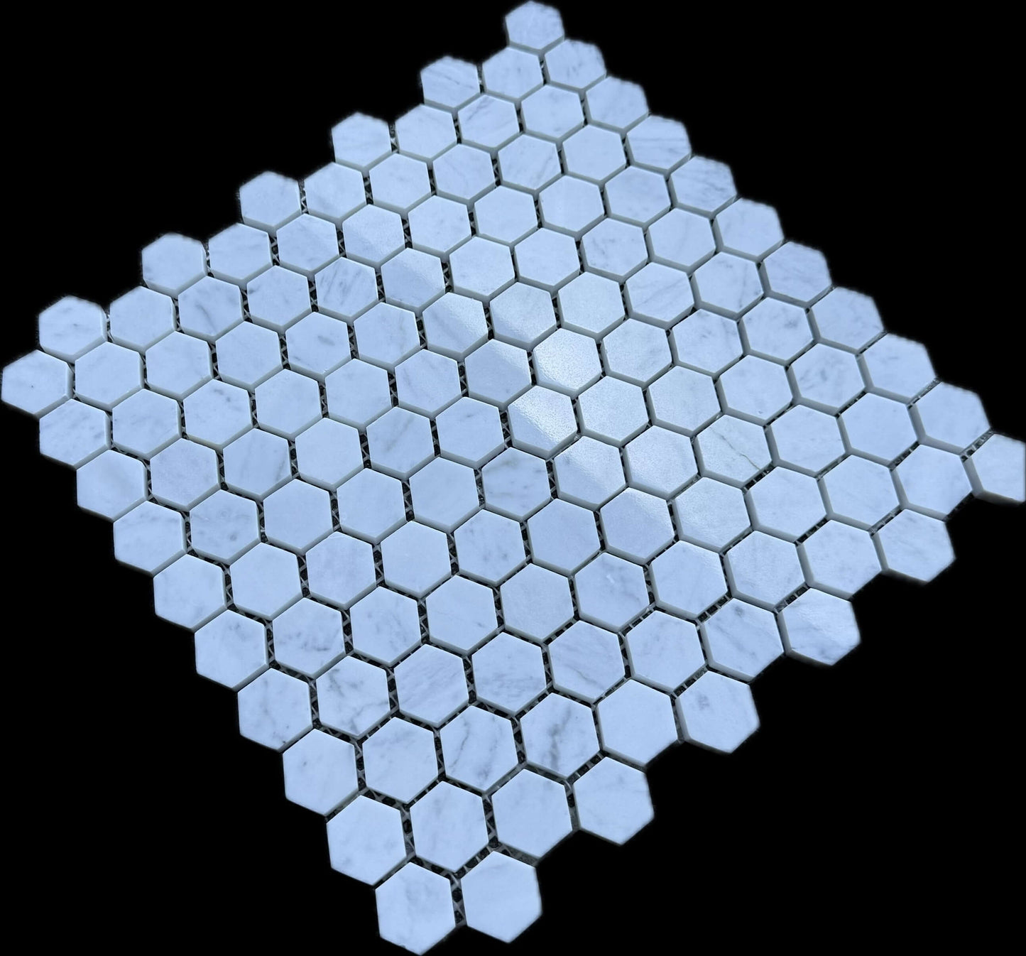 Carrara White Marble 1" Hexagon Mosaic