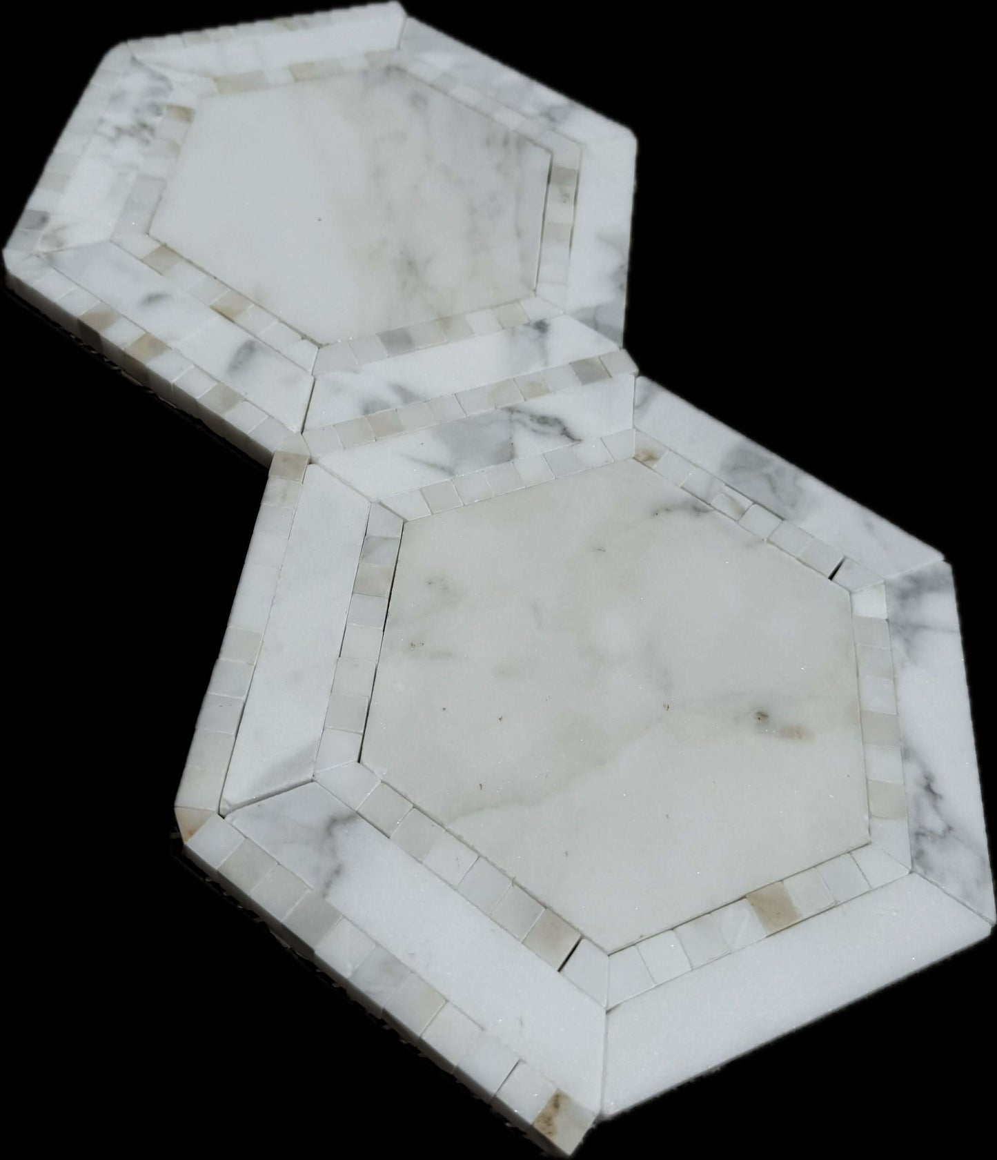 5” Defined Edge Calacatta Hexagon Deco Mosaic Tile