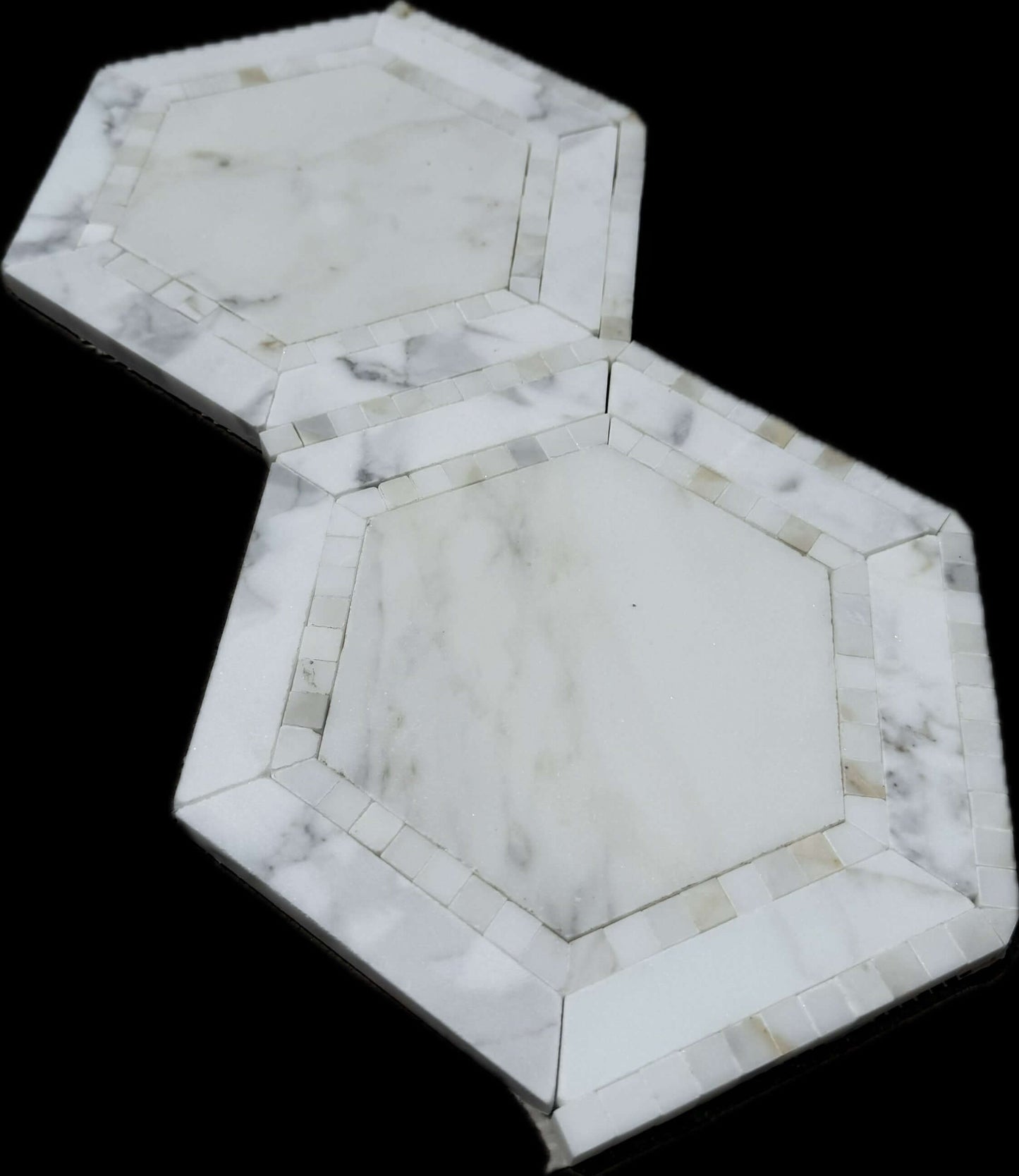 5” Defined Edge Calacatta Hexagon Deco Mosaic Tile