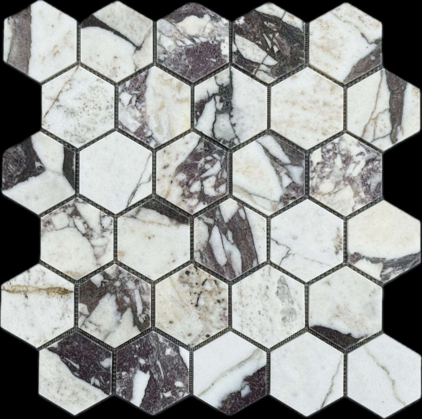 Calacatta Violet Purple 2" Hexagon Marble Mosaic Tile ( Made-to-Order )