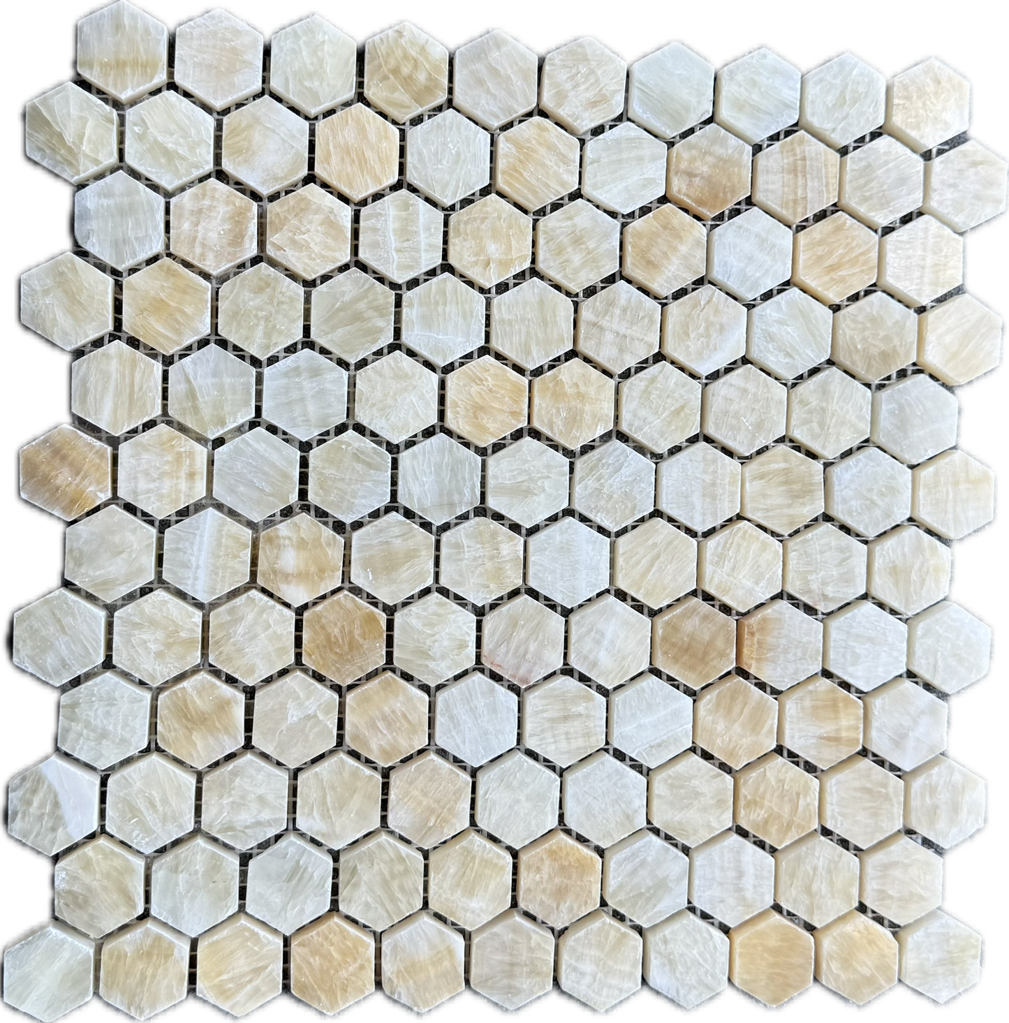 Honey Onyx Hexagon Mosaic 1x1 3/8 Polished