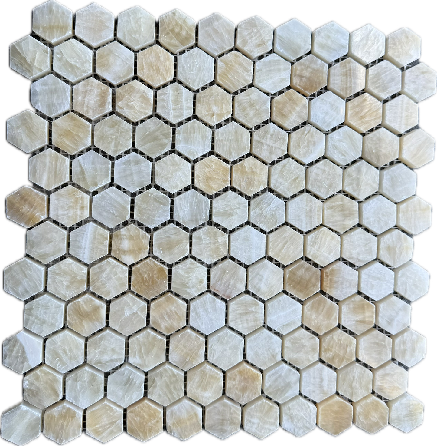 Honey Onyx Hexagon Mosaic 1x1 3/8 Polished