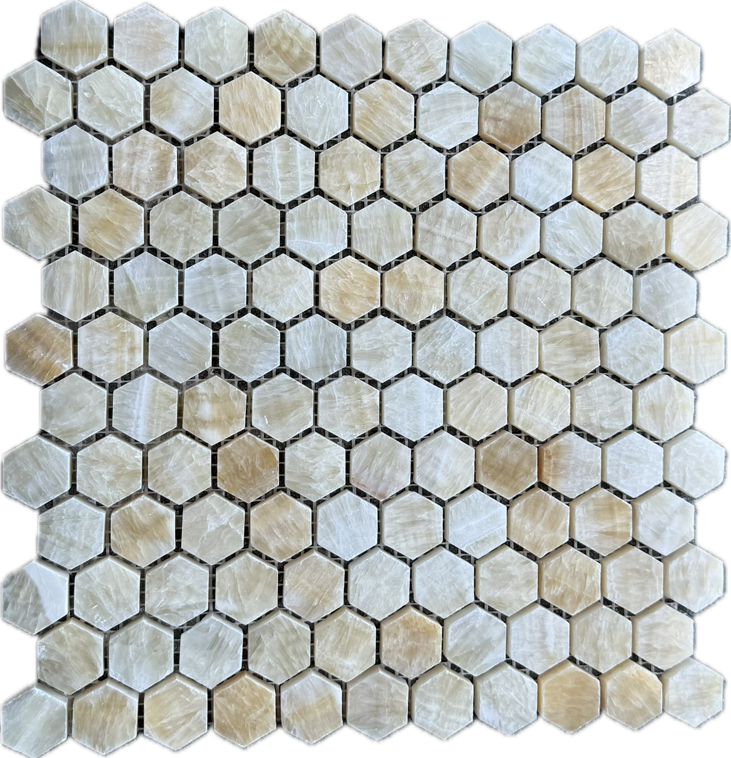 Honey Onyx Hexagon Mosaic 1x1 3/8 Polished