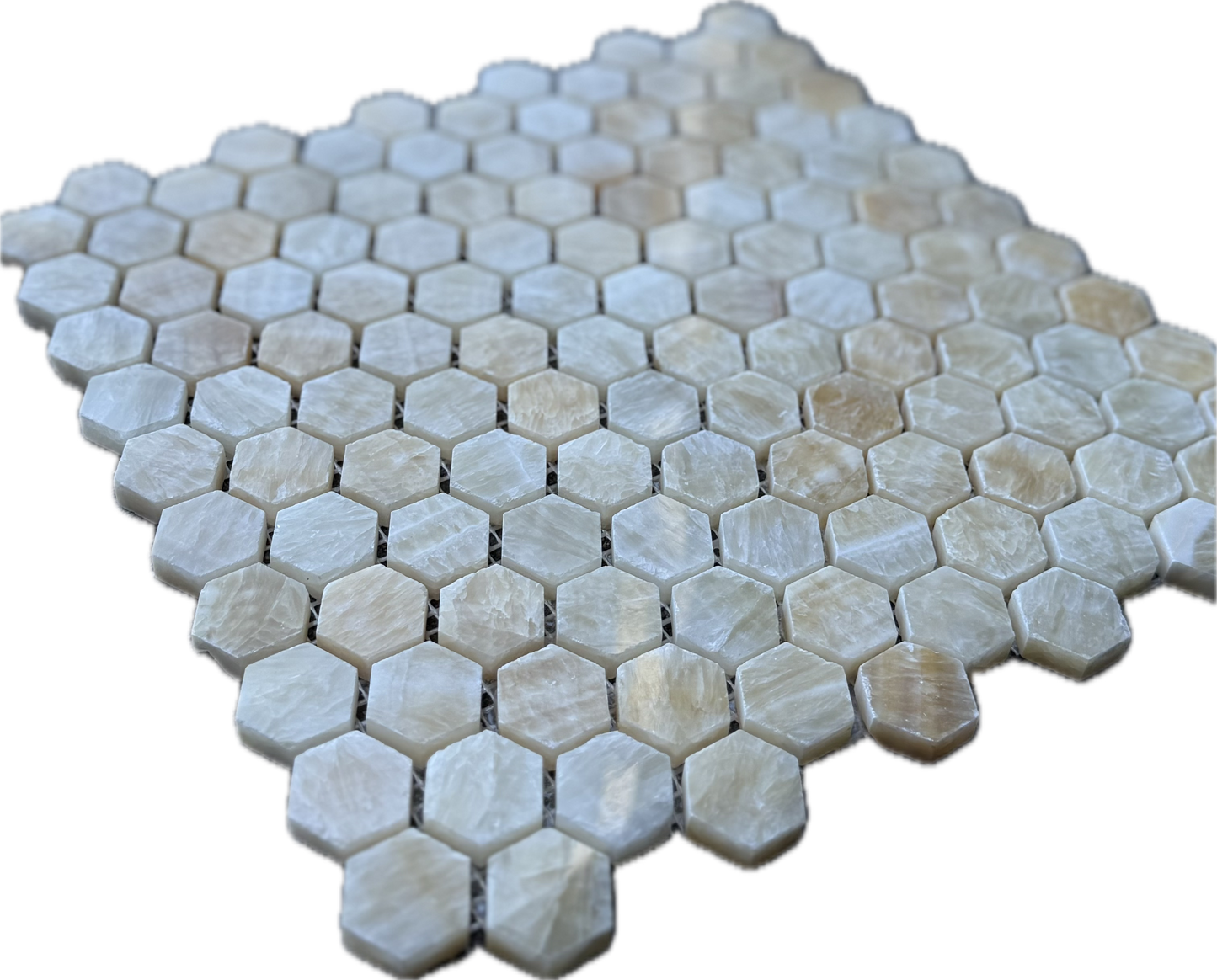 Honey Onyx Hexagon Mosaic 1x1 3/8 Polished
