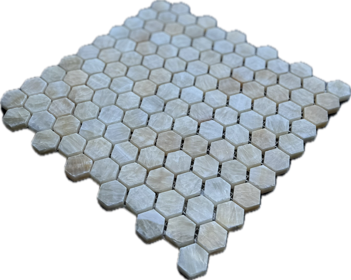 Honey Onyx Hexagon Mosaic 1x1 3/8 Polished