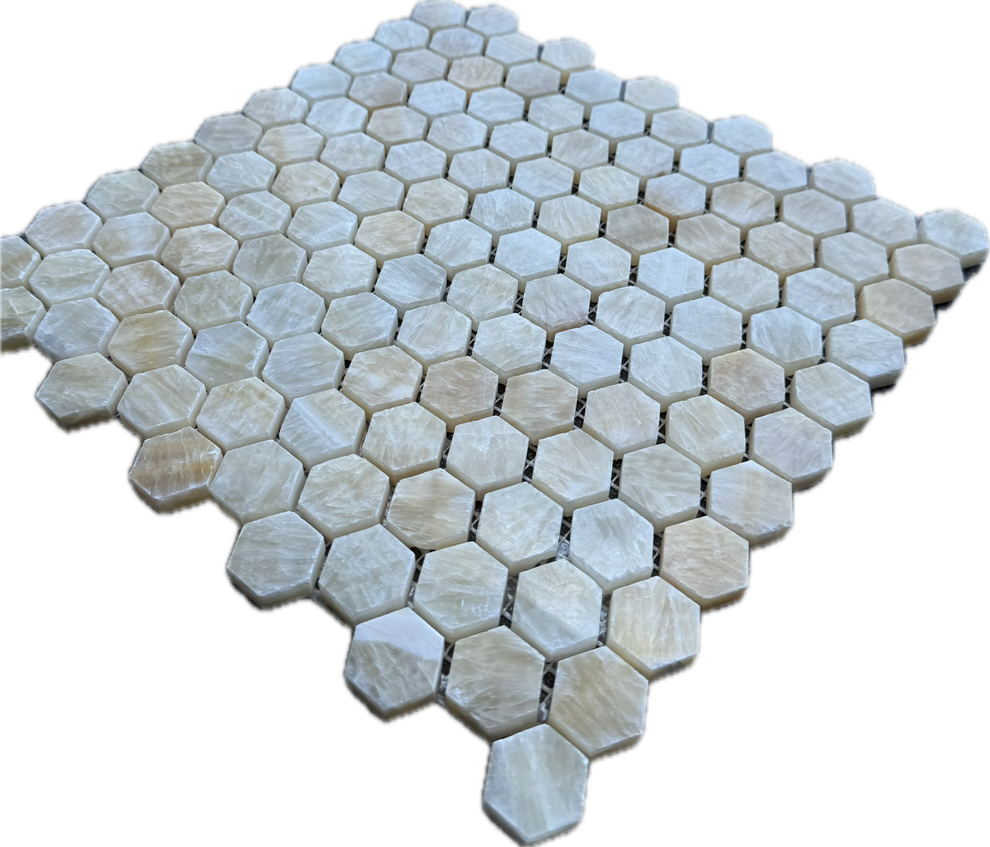 Honey Onyx Hexagon Mosaic 1x1 3/8 Polished