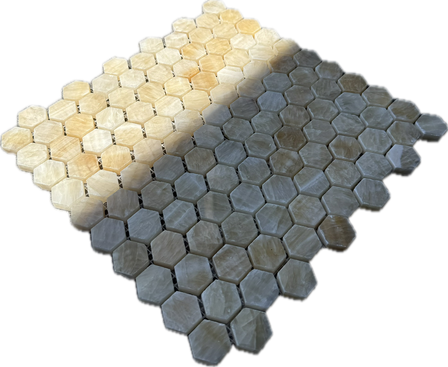 Honey Onyx Hexagon Mosaic 1x1 3/8 Polished