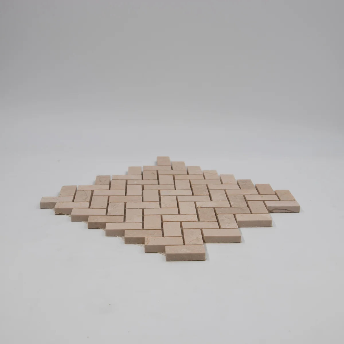Alicante Crema Marfil Beige 1x2 Herringbone Marble Polished Mosaic Tile