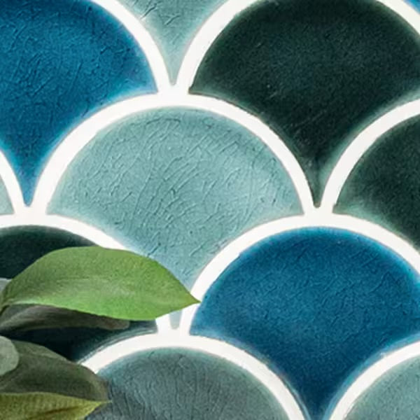 13 x 10 Azul Scallop Glossy Porcelain 8mm
