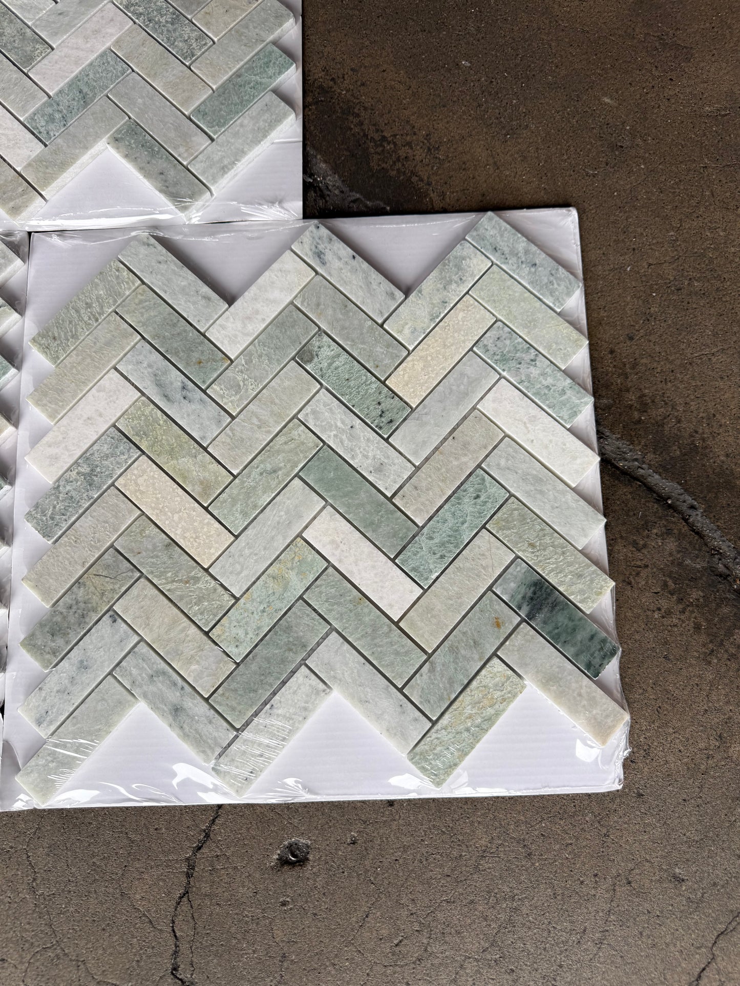 1x3 Ming Green Herringbone 11 x 12.5