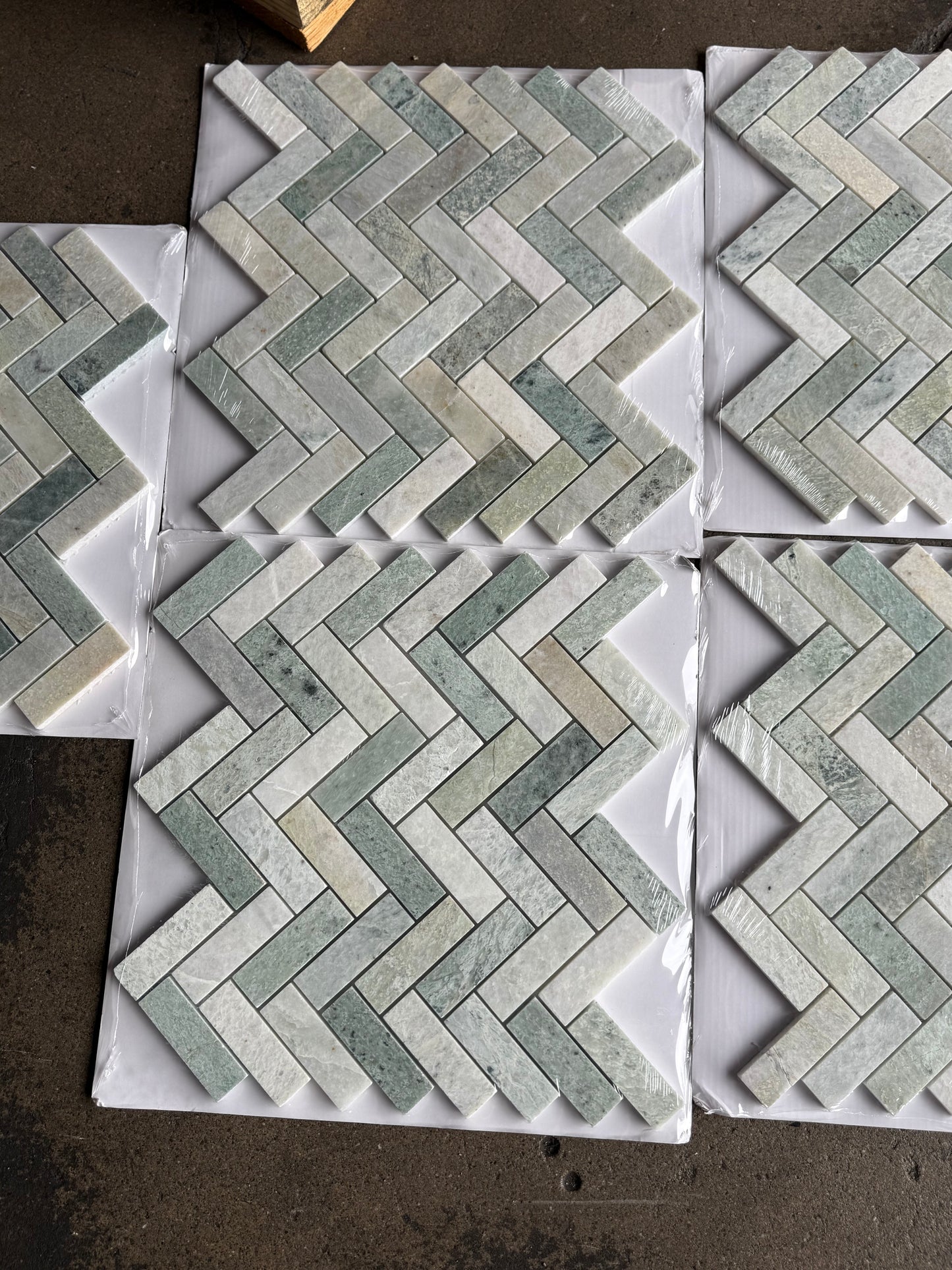 1x3 Ming Green Herringbone 11 x 12.5