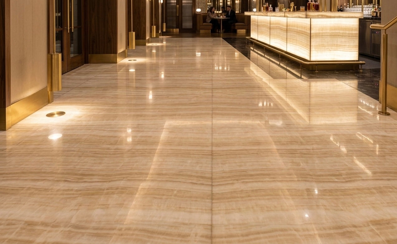 12x24 Vanilla Onyx Vein-Cut Polished Tile