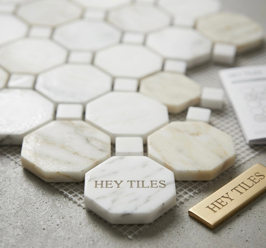 12x12 Tuscan Calacatta Gold Octagon Mosaic Tile