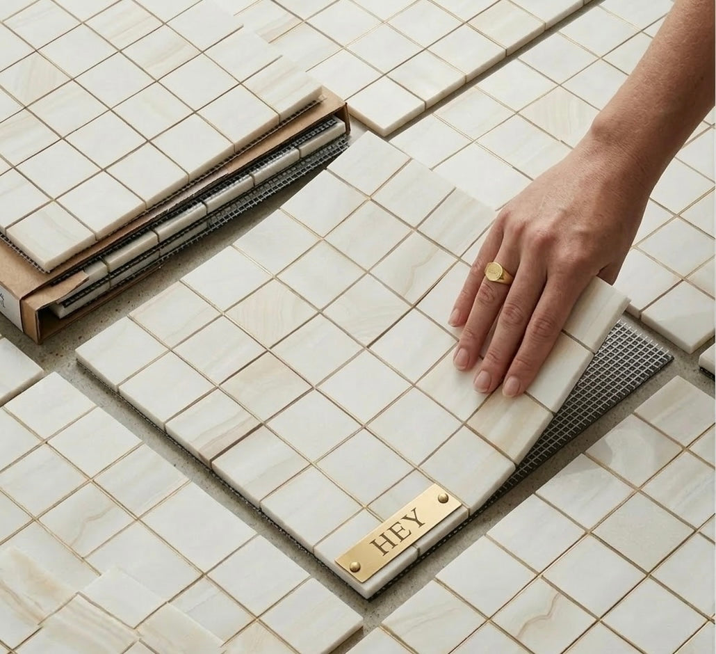 2x2 Vanilla Onyx Striato Mosaic Tile Polished