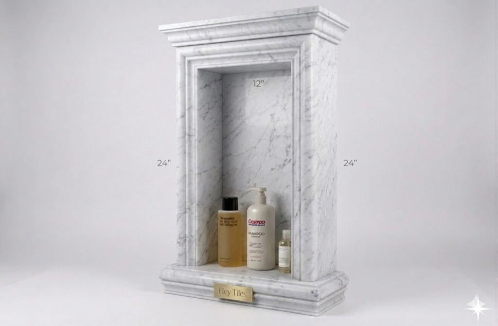 Tall Bottle" Luxury Niche: Carrara White Edition 12”x24”
