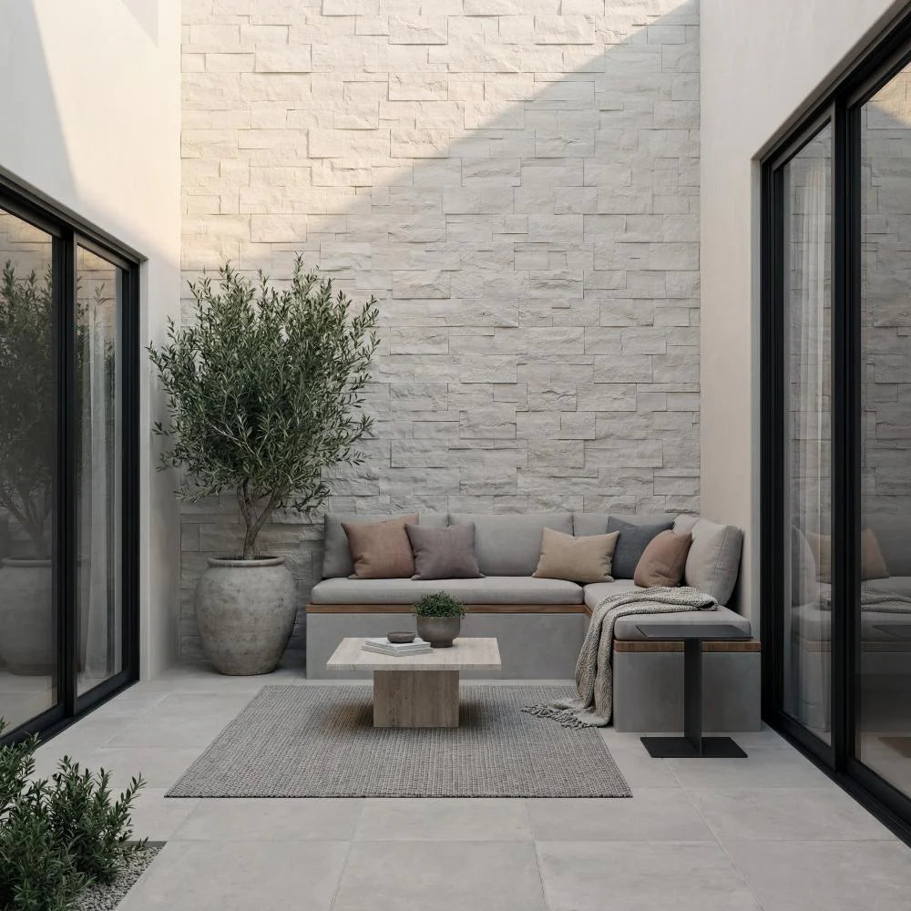 Rockmount XL-Series: Canyon Oak 9" x 24" Splitface Quartzite Ledger Panel by MSI