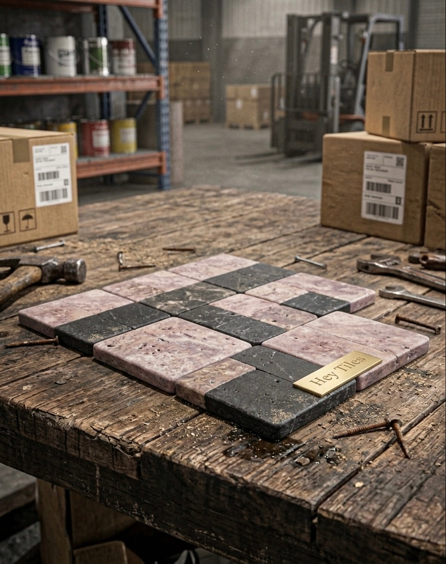 6x6 Iberian Rojo Alicante Spanish Marble Tumbled ( Made to Order )
