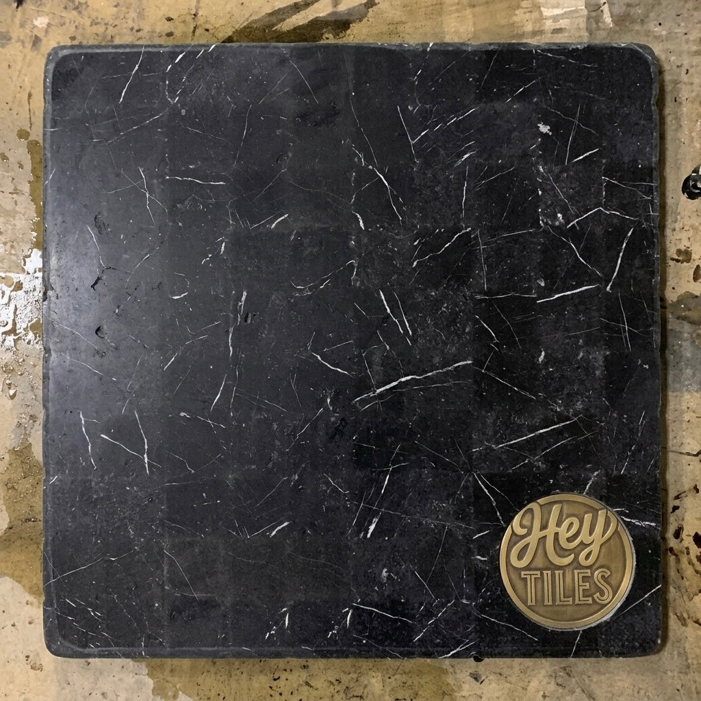 Basque Charcoal 12”x12” Spanish Marble Tumbled Tile