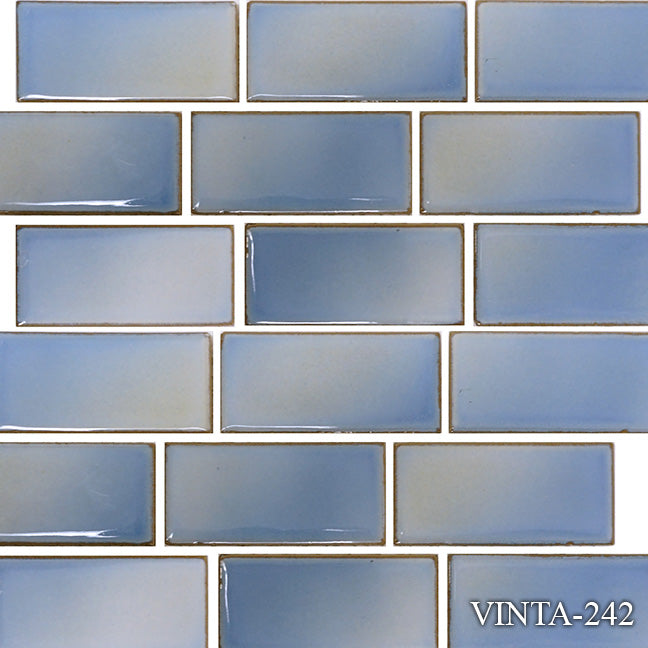 Fujiwa Vinta Glacier Blue 2" x 4" Porcelain Pool and Submerged Mosaic