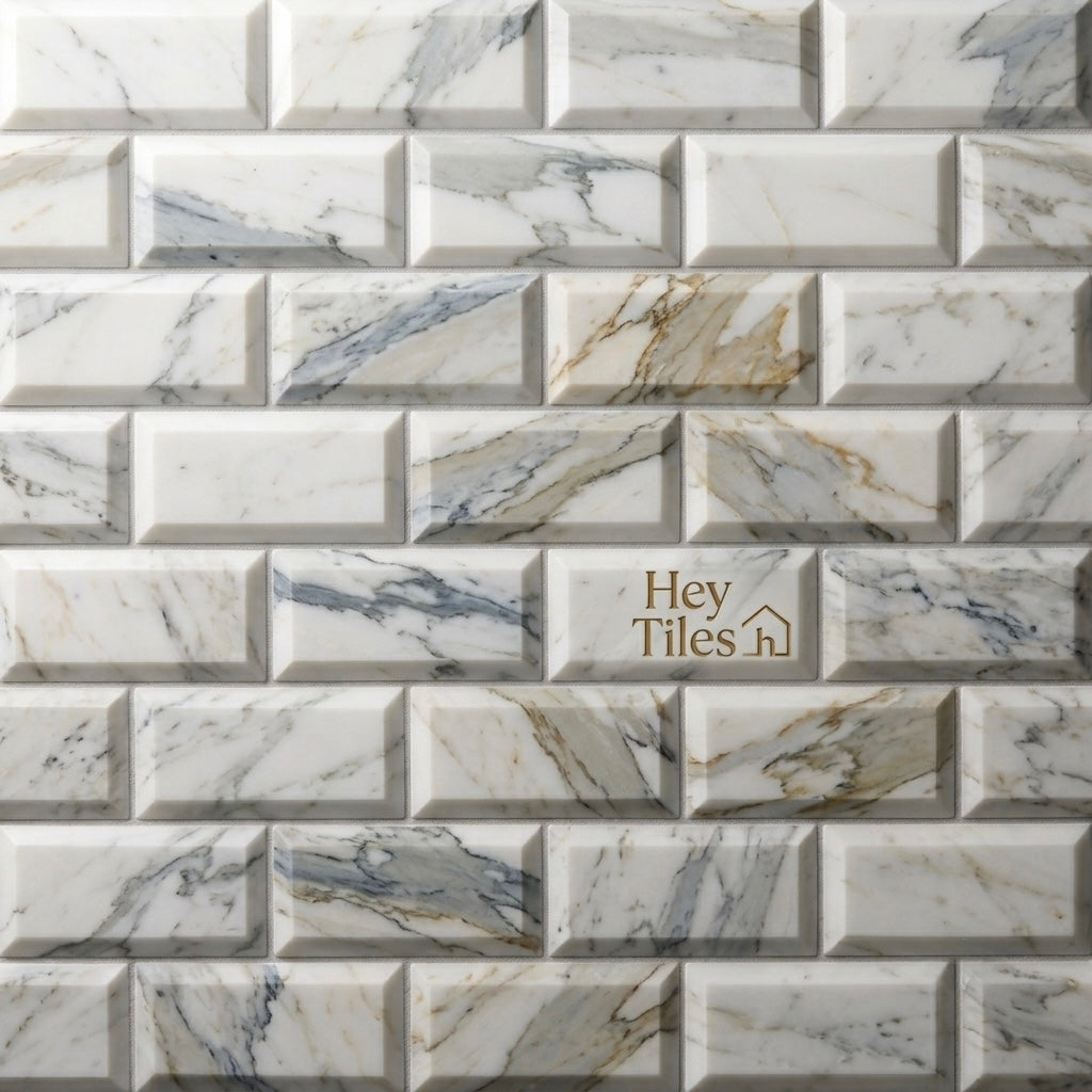 3x6 Tuscan Calacatta Gold Deep Beveled Italian Marble Tile