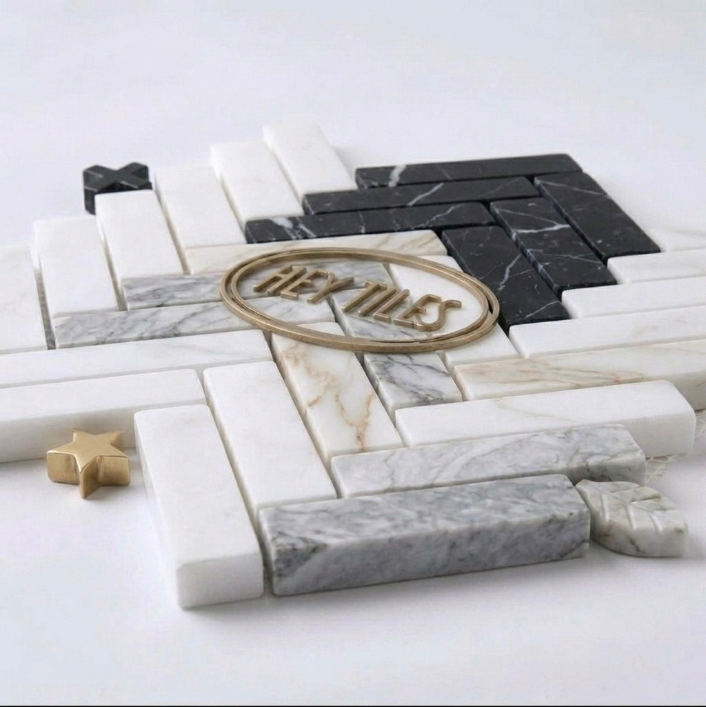 1x4 Calacatta Gold Marble Herringbone Mosaic, Italian Marble