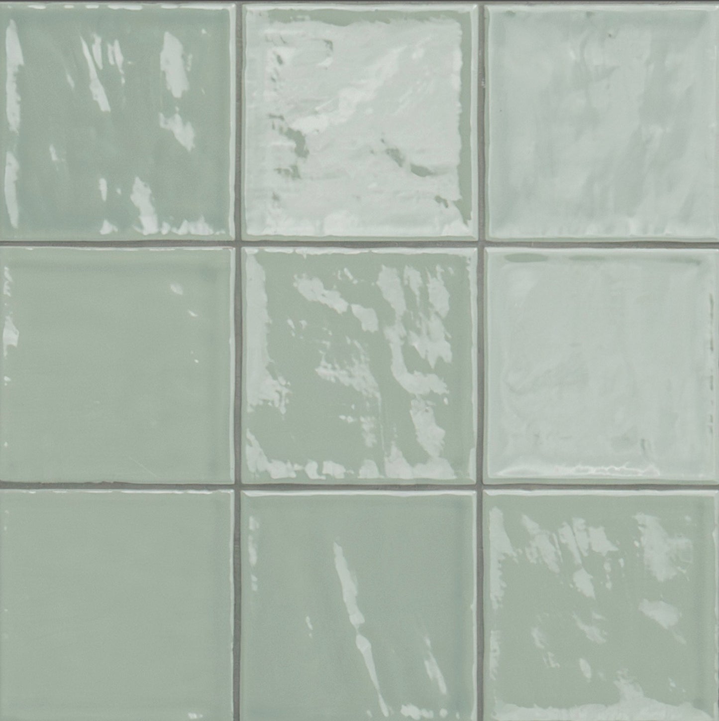 Terranello Series: 4" x 4" Olive Glossy Handcrafted-Look Ceramic Wall Tile