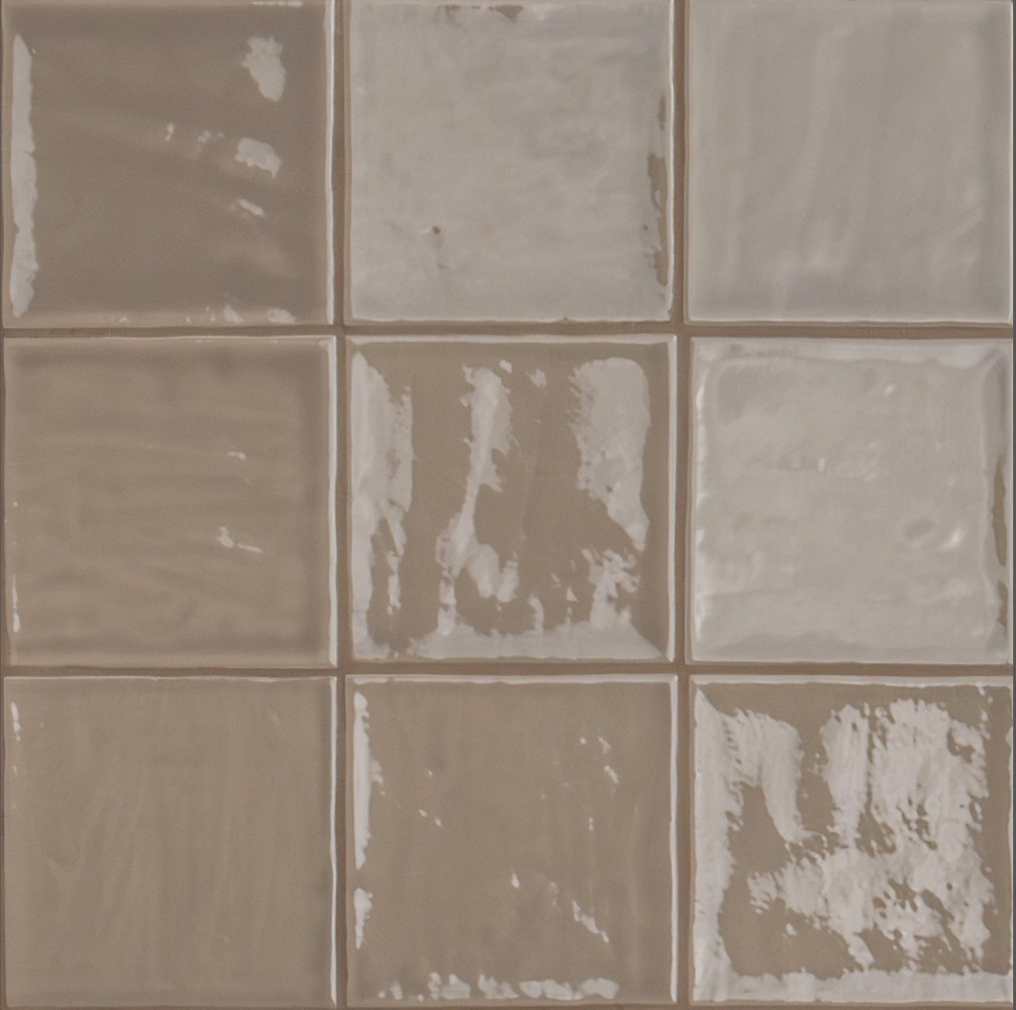 Terranello Series: 4" x 4" Umber Glossy Handcrafted-Look Ceramic Wall Tile
