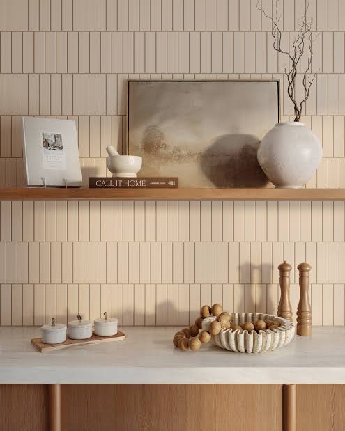 Terranello Series: 2" x 8" Ivory Glossy Handcrafted-Look Ceramic Wall Tile