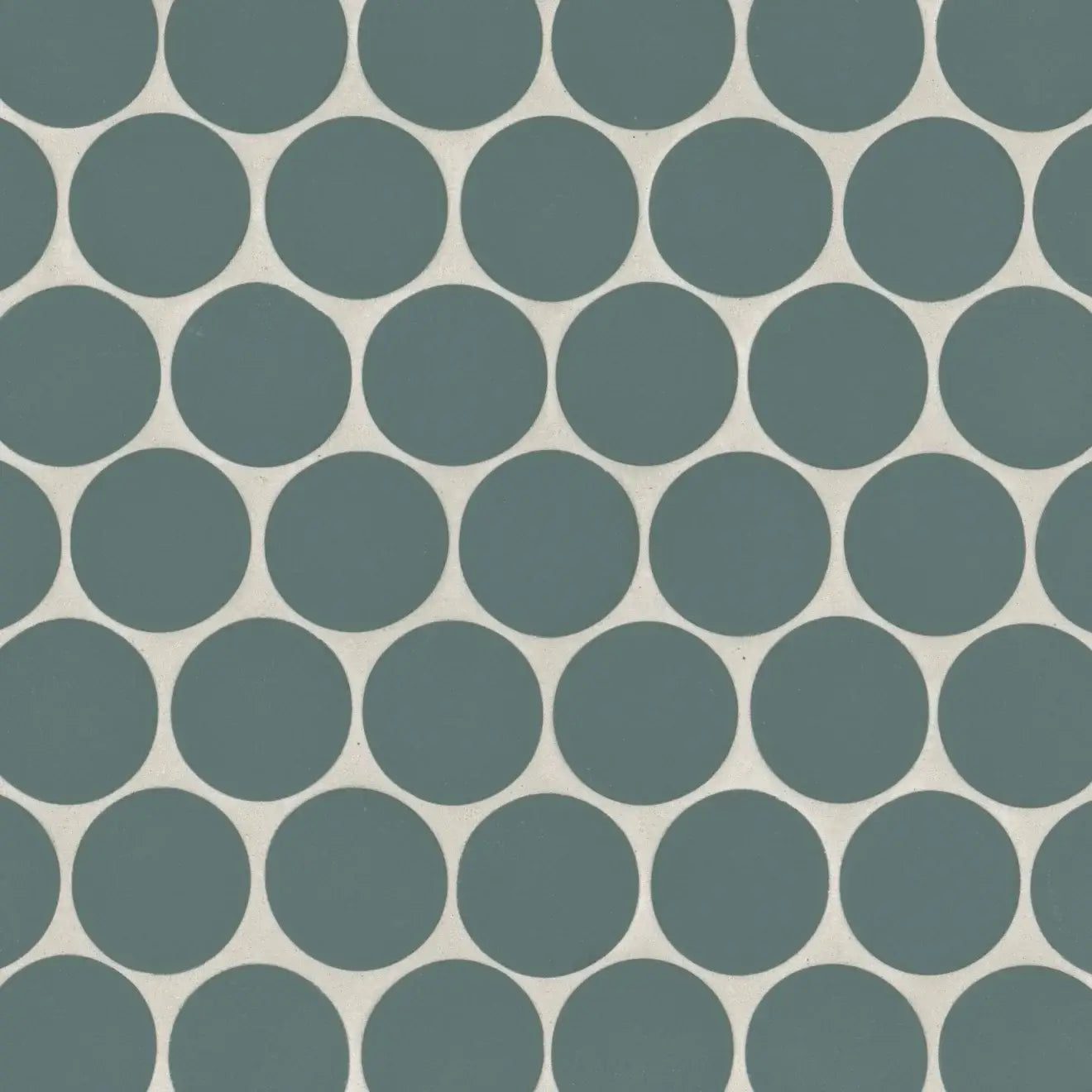Makoto 2" Arashi Blue matte porcelain mosaic tile featuring circular patterns for unique design inspiration.
