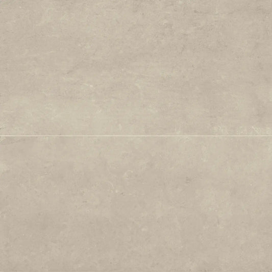 Thaddeus 24" x 48" matte porcelain tile in warm almond hue, showcasing a smooth non-reflective surface.