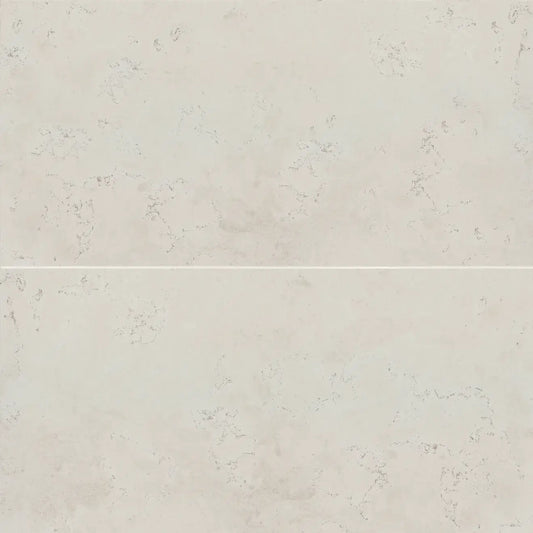 Italian Thaddeus 24" x 48" matte porcelain tile in white, featuring a clean and smooth surface.
