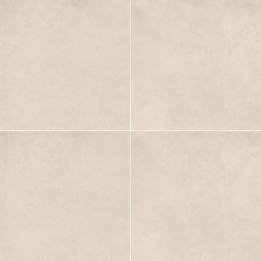 Thaddeus 32" x 32" matte porcelain tile in Creme, showcasing a smooth, non-reflective surface ideal for elegant interiors.