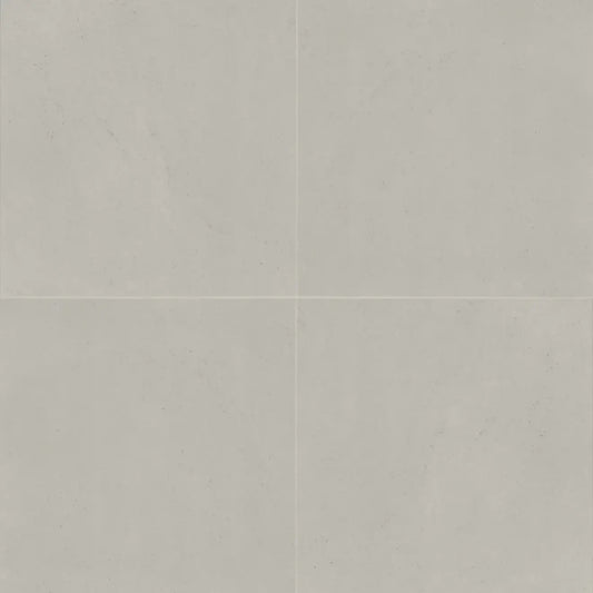 Thaddeus 32" x 32" matte porcelain tile in Pearl showcasing a soft, luminous hue.
