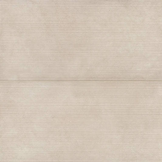 Italian Thaddeus 24" x 48" matte porcelain decorative tile in soft creme with subtle pattern and textured finish.