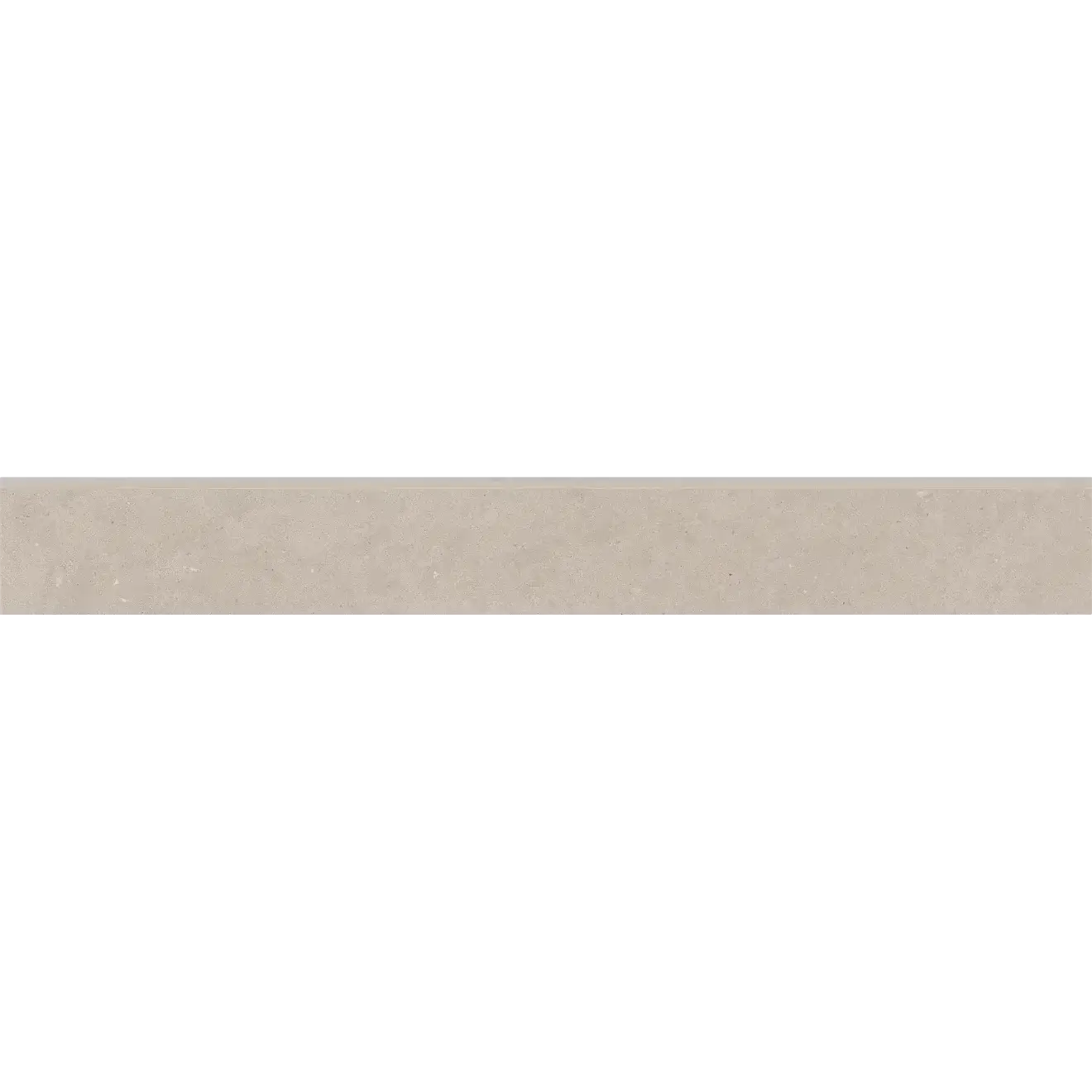 Thaddeus 3" x 24" matte porcelain bullnose trim in Creme, perfect for a warm, professional tile finish.