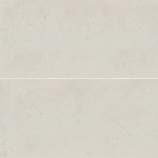 Thaddeus White 24x48 matte R11 anti-slip porcelain tile showcasing a smooth, light surface ideal for moisture-prone areas.