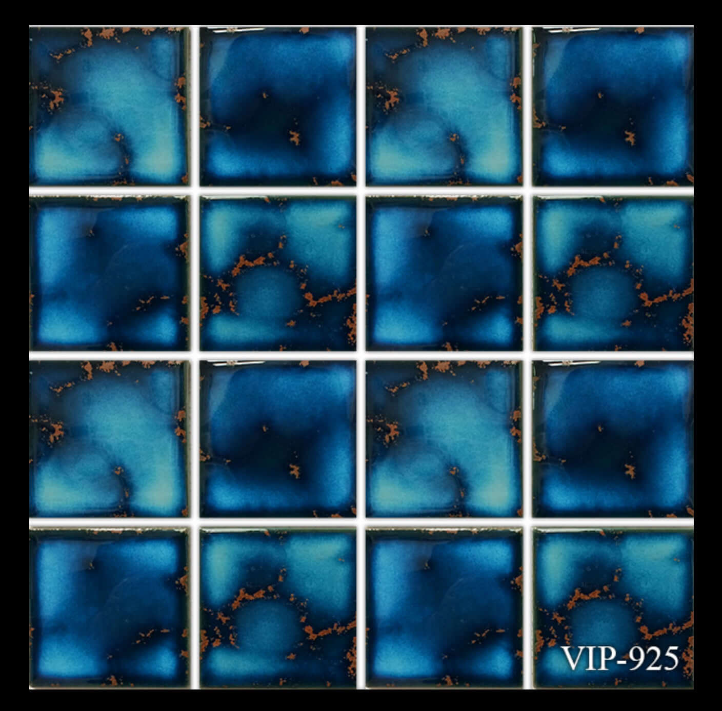 Fujiwa Tile VIP 3x3 Series, Marble Blue Pool Rated Mosaic