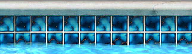 Fujiwa Marble Blue 3x3 pool-rated mosaic tiles lining a swimming pool, showcasing elegant blue tones.