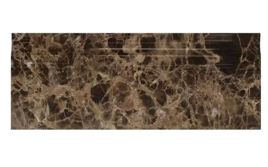 Iberian Emperador Dark marble baseboard skirting molding showcasing rich brown hues and light veining.